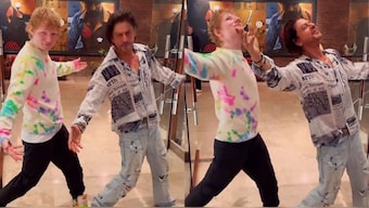 WATCH: Singer Ed Sheeran visits Shah Rukh Khan's home Mannat, duo recreates actor's iconic pose as Farah Khan records