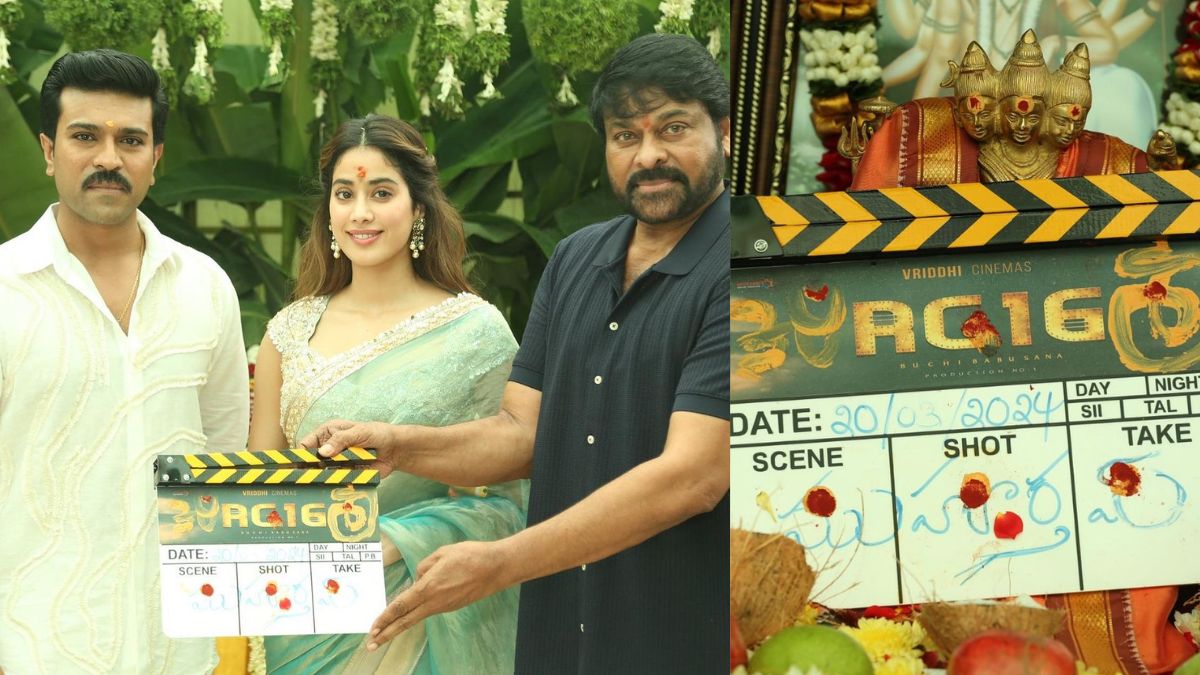 Chiranjeevi, Ram Charan, Janhvi Kapoor, Boney Kapoor launch their film 'RC16' with a grand affair Chiranjeevi, Ram Charan, Janhvi Kapoor, Boney Kapoor launch their film 'RC16' with a grand affair