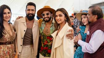 Anant Ambani-Radhika Merchant's Pre-Wedding Festivities: Katrina Kaif, Deepika Padukone, Vicky Kaushal, Ranveer Singh pose together at the jungle-themed party