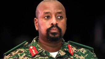 FILE - Lt. Gen. Muhoozi Kainerugaba, son of Uganda's President Yoweri Museveni,- AP