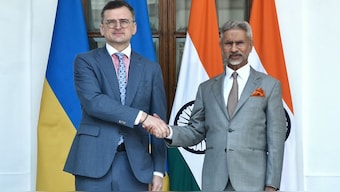 Ukrainian foreign minister Dmytro Kuleba meets EAM S Jaishankar in New Delhi. Image Courtesy: X/@DrSJaishankar