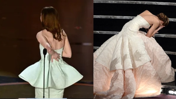 Emma Stone rips her zipper, Jennifer Lawrence trips over her dress, the  biggest OOPS moments from the Oscars – Firstpost