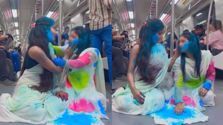 WATCH: Intimate Holi celebration of two girls inside Delhi metro on Ranveer Singh-Deepika Padukone's song sparks outrage