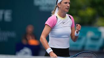 Victoria Azarenka beat Yulia Putintseva in a match that was halted for 40 minutes due to a power outage in Miami. AP