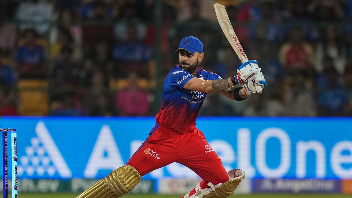 Virat Kohli struck a 49-ball 77 for Royal Challengers Bengaluru against Punjab Kings on Monday. PTI Virat Kohli struck a 49-ball 77 for Royal Challengers Bengaluru against Punjab Kings on Monday. PTI