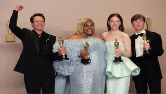 Cillian Murphy, winner of the Best Actor Oscar for "Oppenheimer", joins Emma Stone, winner of the Best Actress Oscar for "Poor Things", Da'Vine Joy Randolph, Best Supporting Actress Oscar winner for "The Holdovers", and Robert Downey Jr., Best Supporting Actor Oscar winner for "Oppenheimer", in the Oscars photo room at the 96th Academy Awards in Hollywood, Los Angeles, California. The event is an expensive and lavish affair with a price tag of $56.9 million. Reuters