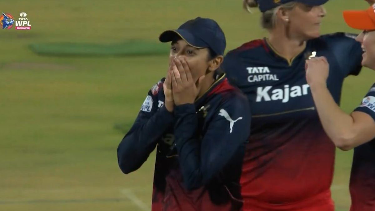 Smriti Mandhana was in tears after RCB reached WPL 2024 final. WPL image Smriti Mandhana was in tears after RCB reached WPL 2024 final. WPL image
