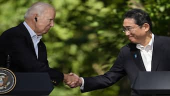 Japanese PM Fumio Kishida arrived in the United States on Monday for the first state visit by a Japanese leader in nine years. He will hold a bilateral with US president Joe Biden on Wednesday. File image/AP