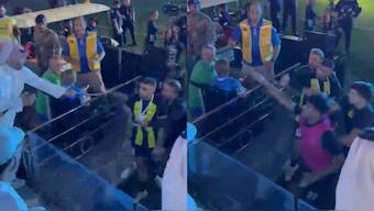 Abderrazak Hamdallah was whipped by a fan after his team, Al-Ittihad, lost to Al-Hilal. Image: X