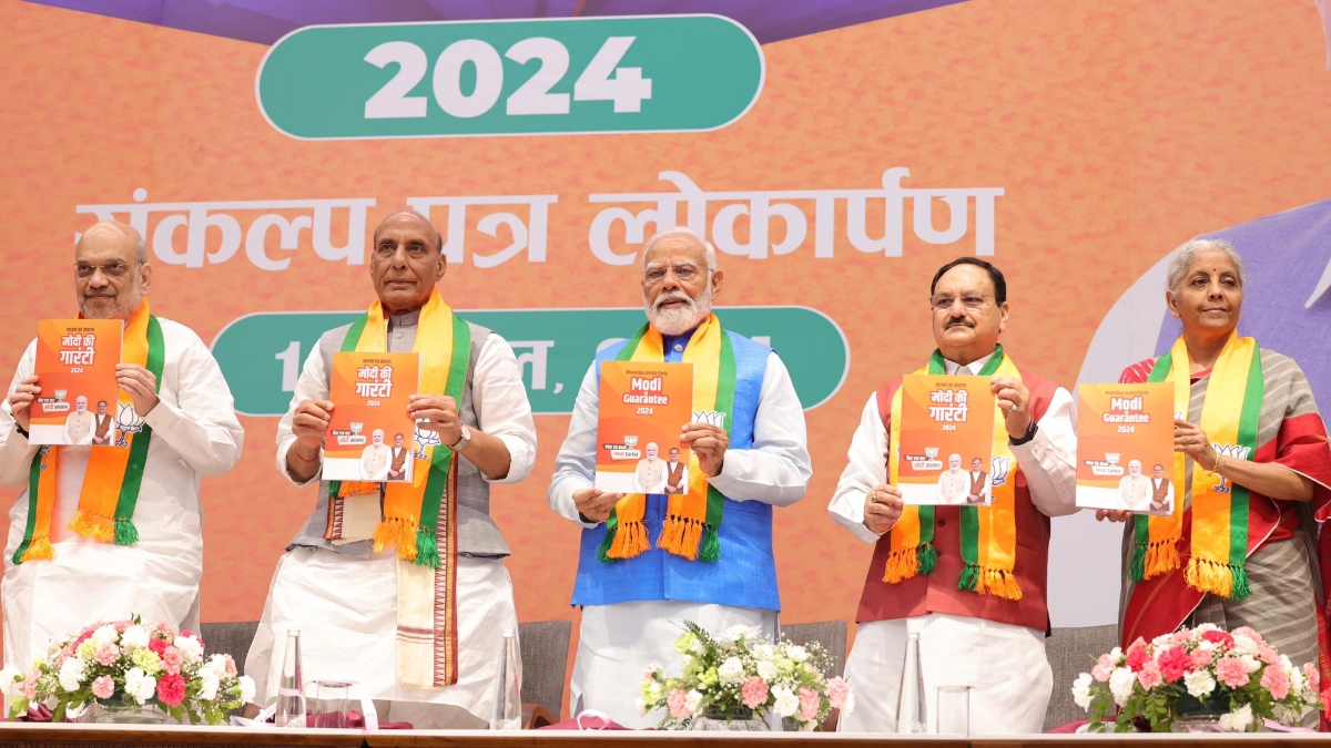 Prime Minister Narendra Modi released BJP's manifesto, its Sankalp Patra, on Sunday. Source: X/@BJP4India Prime Minister Narendra Modi released BJP's manifesto, its Sankalp Patra, on Sunday. Source: X/@BJP4India