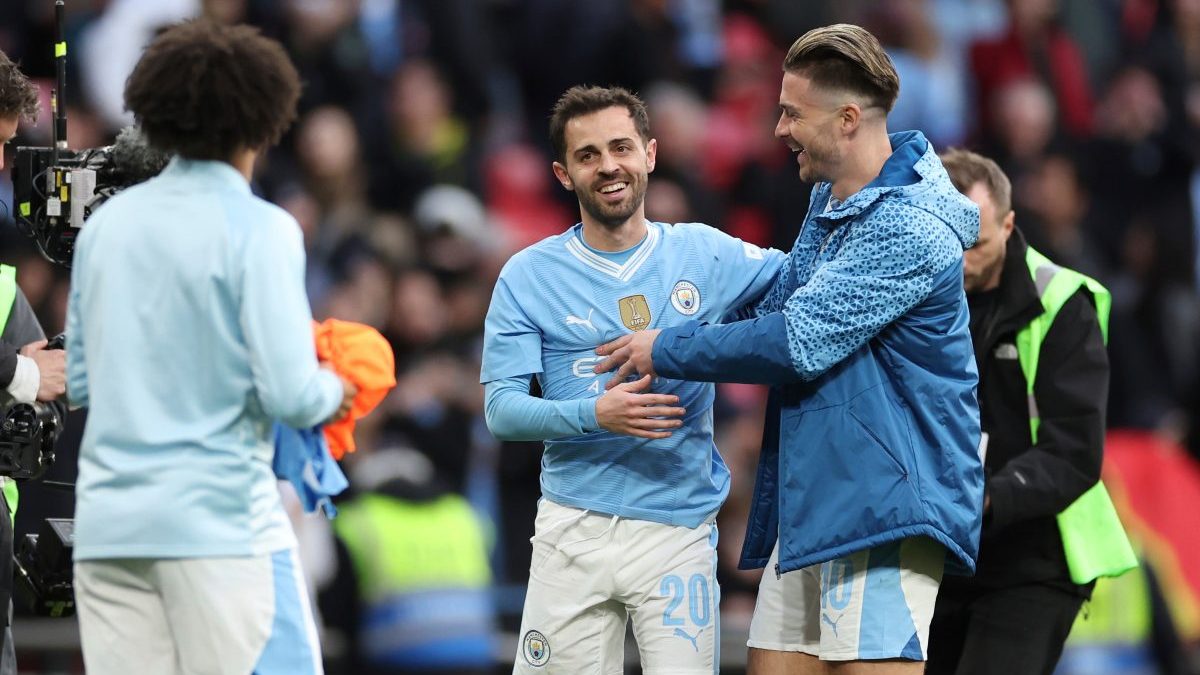 Manchester City's Bernardo Silva, center, celebrates after reaching FA Cup final. AP Manchester City's Bernardo Silva, center, celebrates after reaching FA Cup final. AP