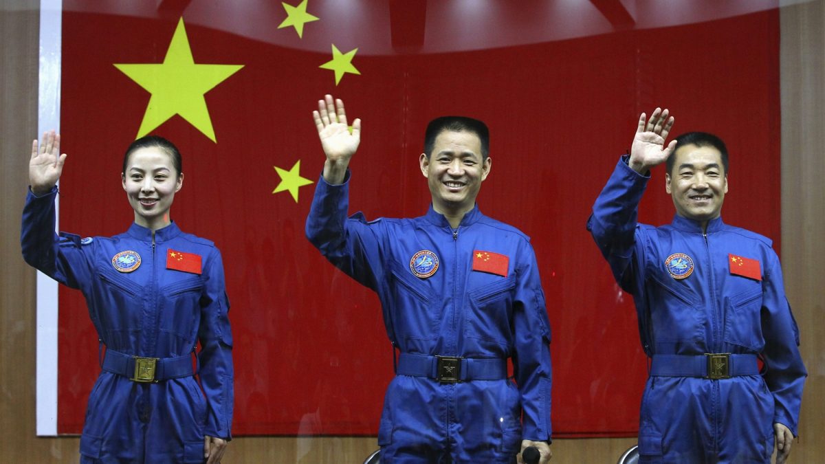 The three astronauts who are stationed at Tiangong, China's own space station that it built in under a decade. Image Credit: Reuters The three astronauts who are stationed at Tiangong, China's own space station that it built in under a decade. Image Credit: Reuters