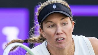 Danielle Collins in action during a match at WTA Charleston Open tennis tournament. AP