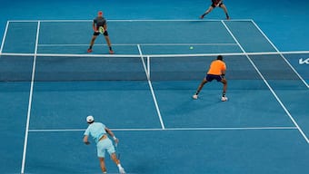 Rohan Bopanna and Matthew Ebden in action during the men's doubles final against Simone Bolelli and Andrea Vavassori at the 2024 Australian Open. Reuters