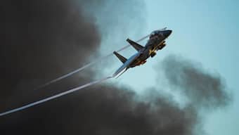 An Israeli air force F-15 war plane flies near the southern Israeli city of Beersheba, Israel, in June 2023. AP File