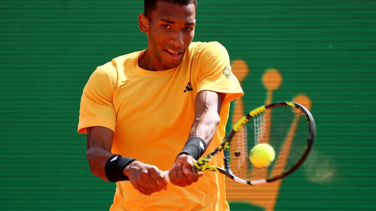Felix Auger Aliassime in action during his Round of 64 match against Luca Nardi in Monte Carlo. Reuters Felix Auger Aliassime in action during his Round of 64 match against Luca Nardi in Monte Carlo. Reuters