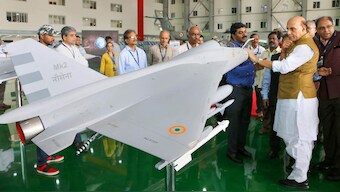 (File) Defence Minister Rajnath Singh visits an exhibition displaying indigenously developed defence equipments and platforms by DRDO and HAL in Bengaluru. PTI