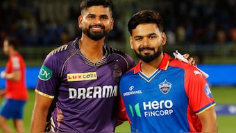 KKR skipper Shreyas Iyer and DC captain Rishabh Pant at the toss in Vizag on Wednesday. Image: X / @IPL 