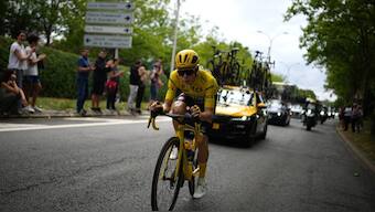 The 2022 and 2023 Tour de France winner Jonas Vingegaard was taken to an ambulance on a stretcher after a crash during the Basque Country race. Reuters file photo