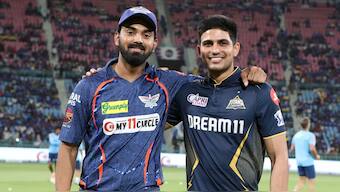 LSG vs GT, IPL 2024 Match 21 LIVE: Lucknow Super Giants captain KL Rahul with Gujarat Titans counterpart Shubman Gill at the toss during Match 21 of IPL 2024 in Lucknow. Image credit: BCCI