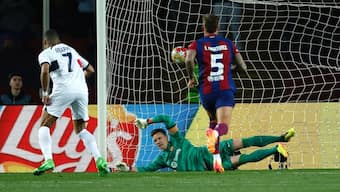 Kylian Mbappe struck twice as PSG beat Barcelona in the UEFA Champions League quarterfinals. AP