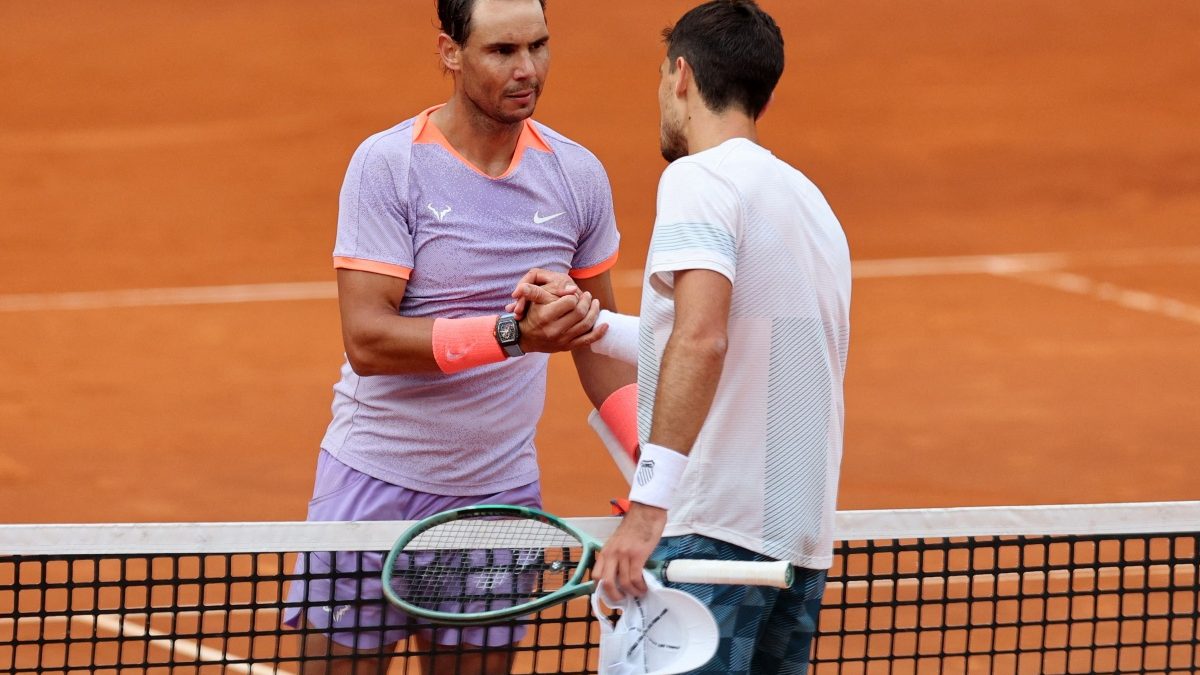 Rafael Nadal and Pedro Cachin at the net after their match at the Madrid Open. Reuters Rafael Nadal and Pedro Cachin at the net after their match at the Madrid Open. Reuters