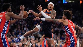 New York Knicks rallied late to beat Philadelphia 76ers once again. AP