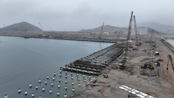 The construction o the Chancay mega-port in Peru is spearheaded by Chinese state-owned enterprise, Cosco Shipping. AP