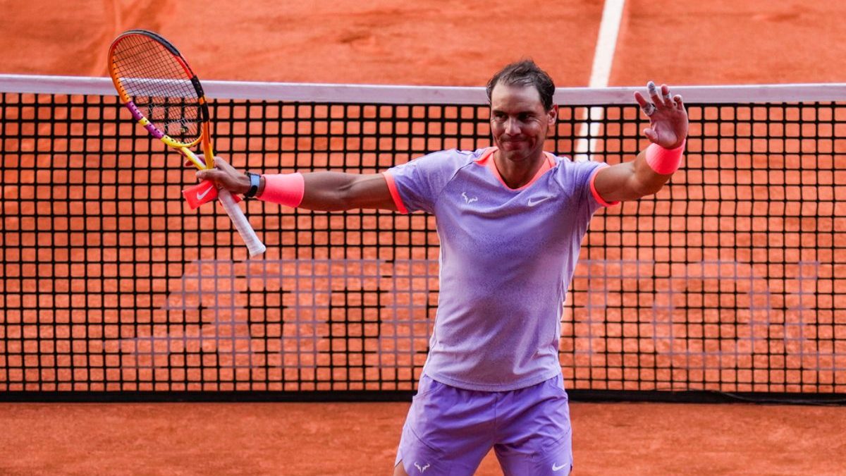 Rafael Nadal celebrates after winning against Darwin Blanch of United States during the Mutua Madrid Open tennis tournament. AP Rafael Nadal celebrates after winning against Darwin Blanch of United States during the Mutua Madrid Open tennis tournament. AP