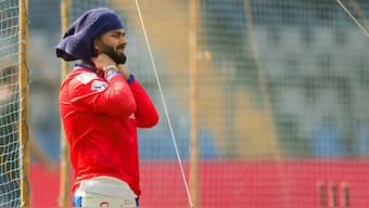 Delhi Capitals skipper Rishabh Pant at a training session ahead of their IPL 2024 match against Mumbai Indians at Mumbai's Wankhede Stadium. PTI