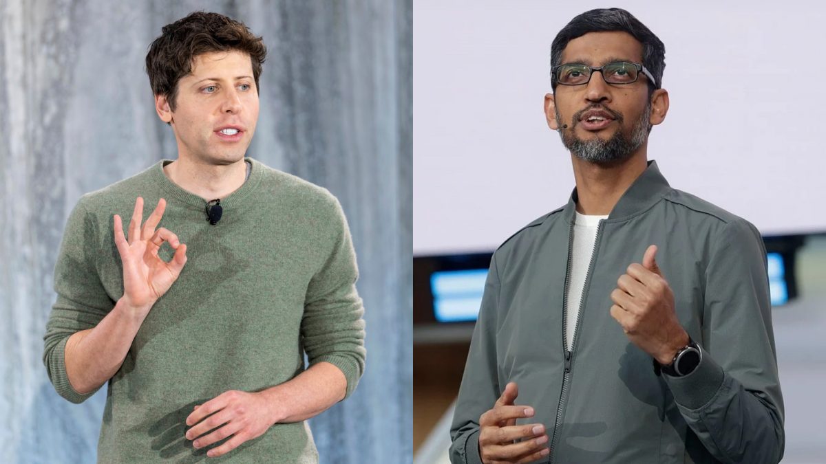 Sam Altman and Sundar Pichai, leaders of two of the biggest AI studios are engaged in a rather fierce over reaching AGI first. Image Credit: Reuters Sam Altman and Sundar Pichai, leaders of two of the biggest AI studios are engaged in a rather fierce over reaching AGI first. Image Credit: Reuters