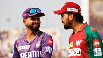 KKR vs LSG, IPL 2024 Match 28 LIVE: Kolkata Knight Riders captain Shreyas Iyer with Lucknow Super Giants counterpart KL Rahul at the toss in Match 28 of IPL 2024 at Kolkata's Eden Gardens. Image credit: BCCI 
