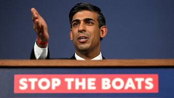 UK PM Rishi Sunak campaigned aggressively for the Rwanda deportation bill under the "Stop The Boats" banner. Reuters
