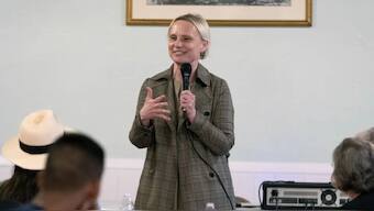 Rep. Victoria Spartz, R-Ind., speaks during a Northern Hamilton County GOP Meeting, Monday, April 22, 2024,. AP