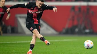 Bayer Leverkusen extended their unbeaten record to 40 matches this season after beating Fortuna Duesseldorf in the German Cup semi-final. AP