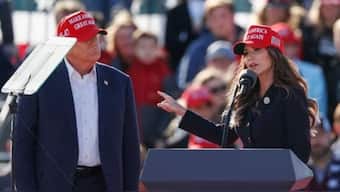 US President-elect Donald Trump and North Dakota Governor Kristi Noem. Source: AFP