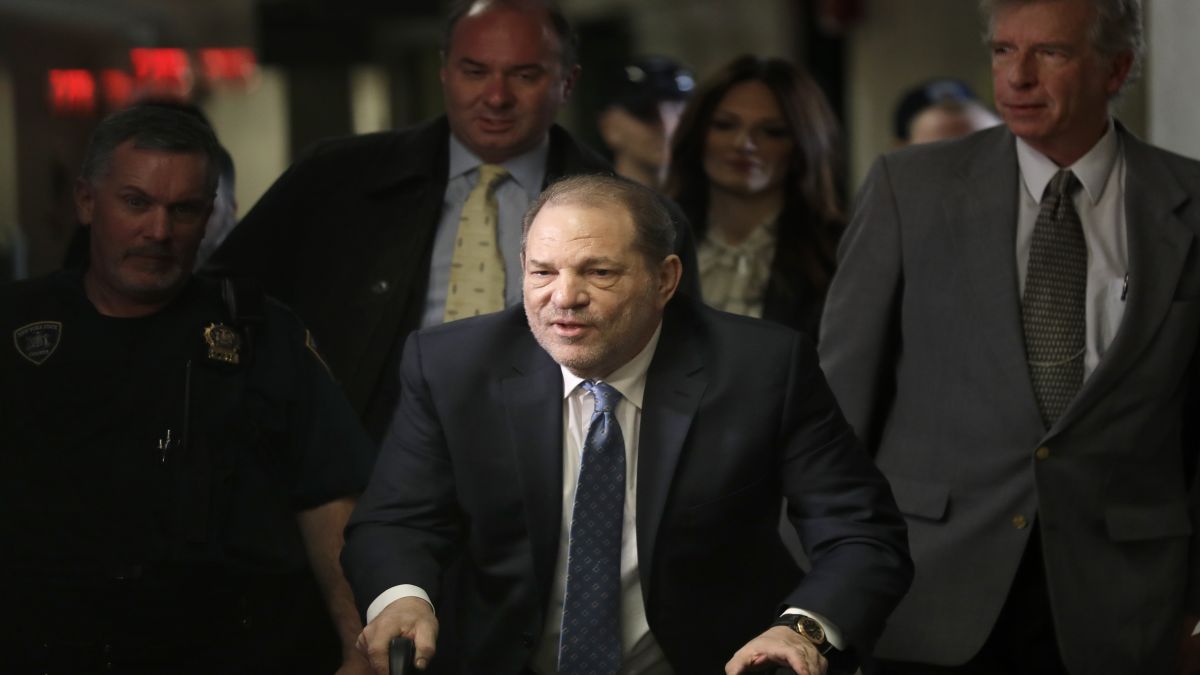 Harvey Weinstein at a Manhattan courthouse in New York. New York's highest court has overturned Harvey Weinstein's 2020 rape conviction and ordered a new trial. File image/AP Harvey Weinstein at a Manhattan courthouse in New York. New York's highest court has overturned Harvey Weinstein's 2020 rape conviction and ordered a new trial. File image/AP