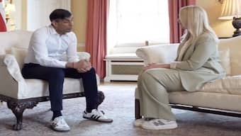 British prime minister Rishi Sunak wearing Adidas Samba shoes. The prime minister's shoe choice has created quite the row in the UK. Image Courtesy: @rishisunakmp/Instagram