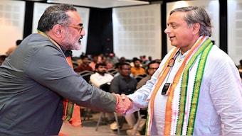 Congress MP Shashi Tharoor has accepted BJP minister Rajeev Chandrasekhar's challenge to a debate before the Lok Sabha polls. Tharoor said the two should debate on price hike, unemployment, corruption, communalism. File image/PTI