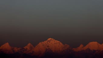 Mount Everest, the world's highest mountain, and other peaks of the Himalayan range are seen during sunset from Kathmandu. Eight people have died trying to scale Everest this year. Reuters