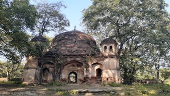 The tomb of Shamir Khan in a Malihabad orchard 