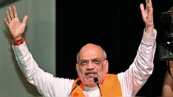 Union Home Minister and BJP leader Amit Shah addresses a public meeting for Lok Sabha elections, in Hubballi, on 1 May, 2024. PTI