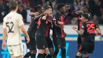 Bayer Leverkusen scored in the 97th minute to preserve their unbeaten record against Roma. AP
