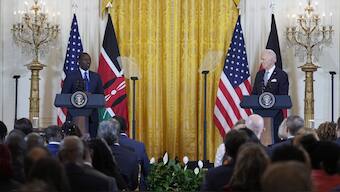 President Joe Biden and Kenya's President William Ruto hold a news conference in the East Room of the White House in Washington. AP