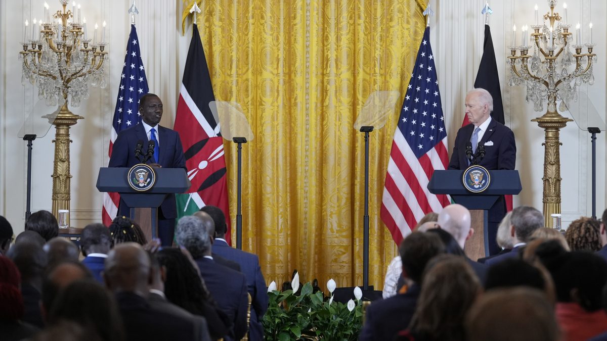 President Joe Biden and Kenya's President William Ruto hold a news conference in the East Room of the White House in Washington. AP President Joe Biden and Kenya's President William Ruto hold a news conference in the East Room of the White House in Washington. AP