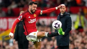 Manchester United captain Bruno Fernandes during the Premier League game against Newcastle United. AP