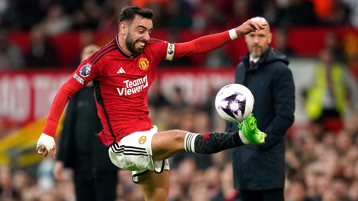 Manchester United captain Bruno Fernandes during the Premier League game against Newcastle United. AP Manchester United captain Bruno Fernandes during the Premier League game against Newcastle United. AP