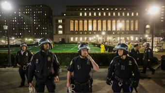 Police stand guard at Columbia University, where a building occupation and protest encampment had been set up in support of Palestinians, during the ongoing Hamas-Israel conflict. Reuters File