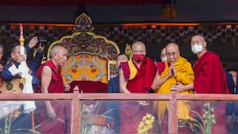 (File) Tibetan spiritual guru the 14th Dalai Lama, Tenzin Gyatso, arrives to impart Buddhist religious teachings to around 30,000 devotees at Palzor Stadium, in Gangtok on 12 December, 2023. PTI