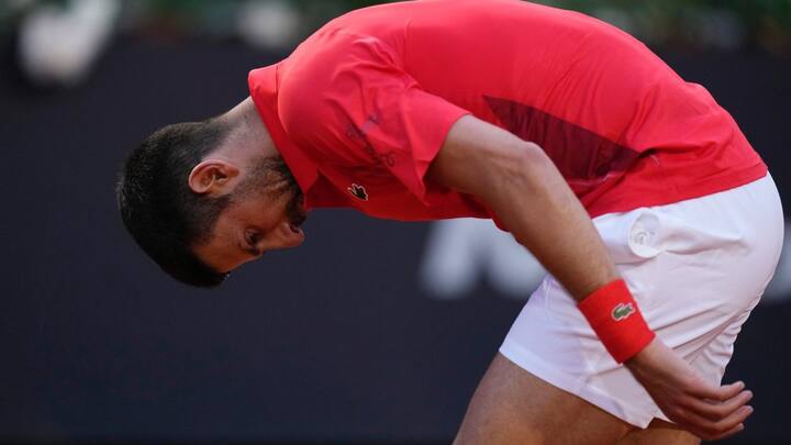 Watch: Novak Djokovic recovering after being struck with water bottle in Rome Watch: Novak Djokovic recovering after being struck with water bottle in Rome